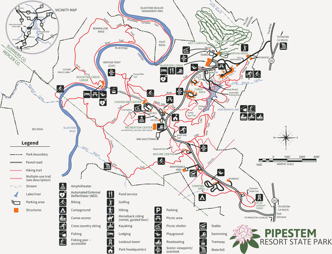 Pipestem State Park Map